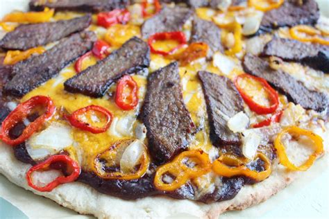 Pepper Steak Pizza Recipe Stuffed Peppers Pepper Steak Steak Pizza