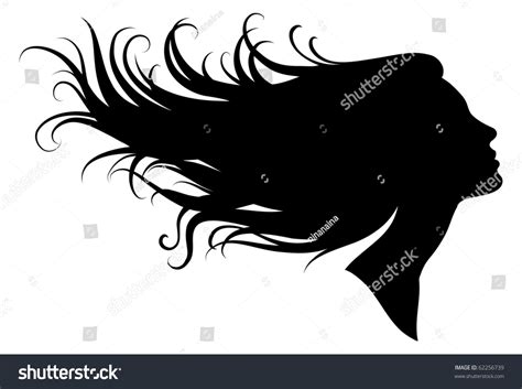 Silhouette Girl Profile Long Hair Stock Vector (Royalty Free) 62256739 ...