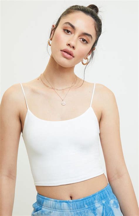 PS Basics By Pacsun Easy Cropped Cami Top PacSun White Crop Top