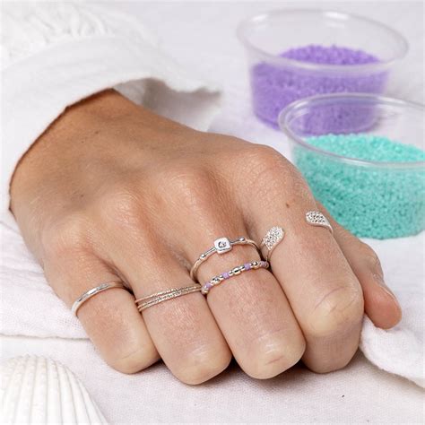 Bague fine ajustable TILOS en argent Anneau ouvert pavé zircons TAILLE 56