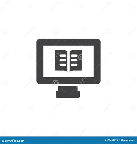 Computer With A Book Vector Icon Stock Vector Illustration Of Flat