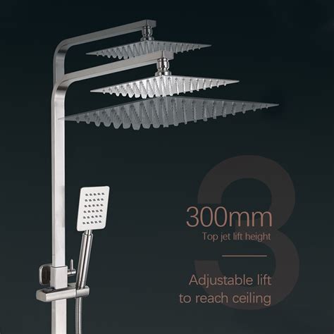 Bathroom Hot And Cold Square Rainfall Shower Set Mixer Faucet Matte