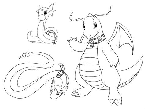 Dratini Pokemon Coloring Pages Sketch Coloring Page