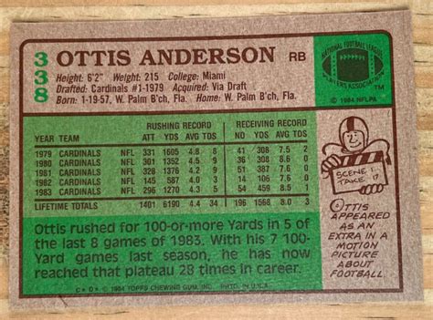 1984 TOPPS OTTIS ANDERSON CARD 338 NM MT ST LOUIS CARDINALS NEW YORK