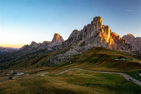 Catching Sunrise On The Summit Of Ra Gusela In The Italian Dolomites