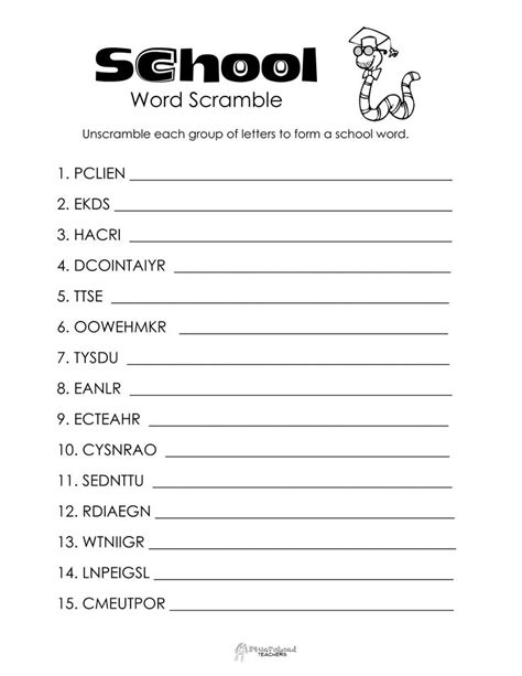 School Word Scramble Unscramble Words Jumbled Words Super Teacher