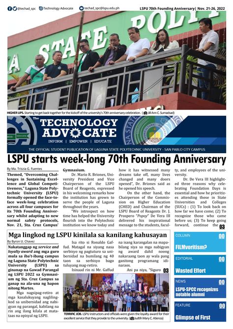 Lspu 70th Founding Anniversary Nov 21 26 2022 By Technology