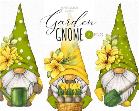 Scrapbooking Papercraft Print Graphics Flowers Watercolor Gnome