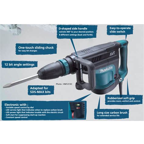 Makita HM1213C Demolition Hammer SDS Max 19 1J 1510W 1900ipm