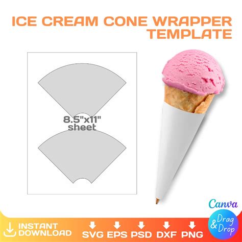 Ice Cream Cone Blank Template Diy Ice Cream Cone Wrapper Custom