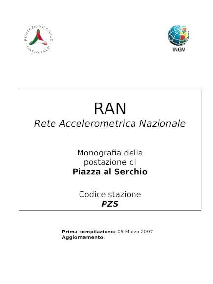 PPT RAN Rete Accelerometrica Nazionale Monografia Della Postazione Di