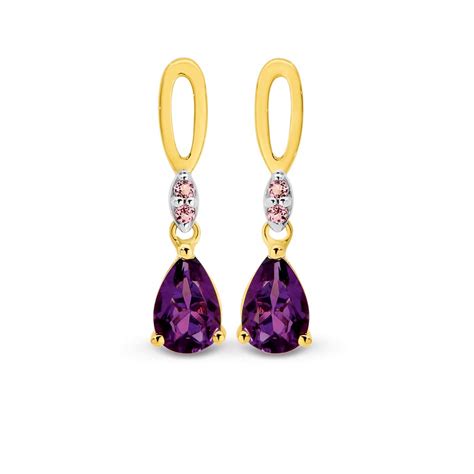 gold amethyst drop earrings knights  jewellers  jewellery store