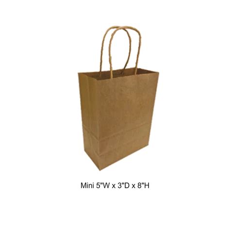 Kraft Paper Bag Mini 5 W X 3 D X 8 H Yellowbee Packaging And Supplies Inc