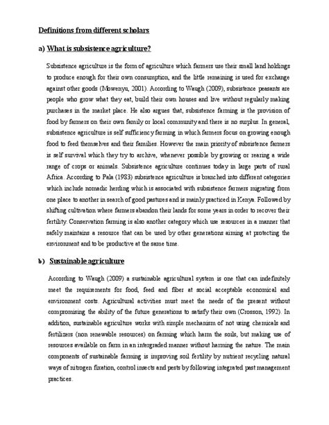 (DOC) Definitions from different scholars a) What is subsistence ...