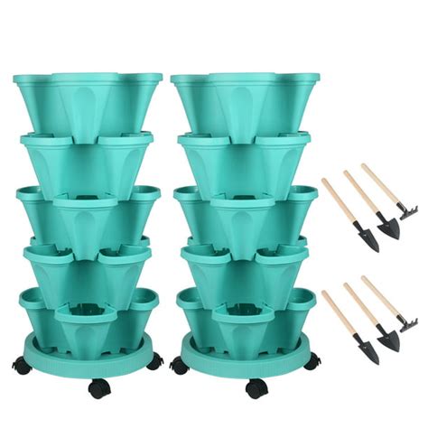 Stackable Planter with Wheels and Tools, Tower Garden Planters, Indoor ...