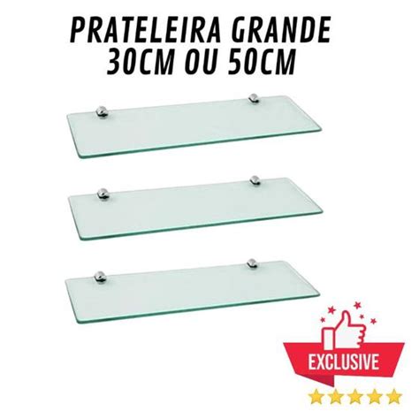 Organizadora Prateleira De Vidro Incolor Reta Kit Un Cm Hdt