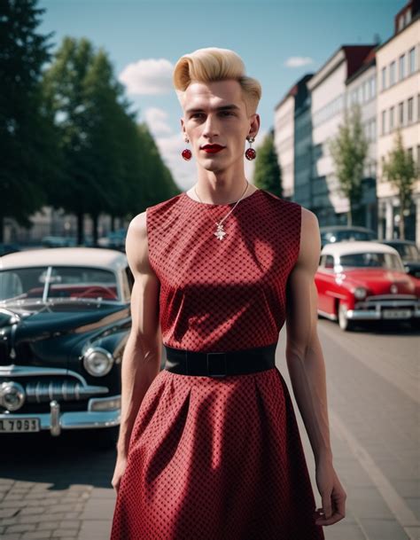 Young Muscular Beautiful Androgynous German Man With A Blonde Pompadour