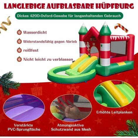 Costway Weihnachtliches H Pfburg Mit Rutsche Aufblasbares Spielburg