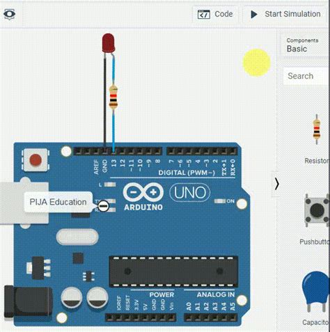 CODE BLOCKS FOR LED BLINKING USING ARDUINO IN TINKERCAD » PIJA Education