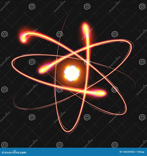 Atom Structure Model With Nucleus Surrounded By Electrons Vector