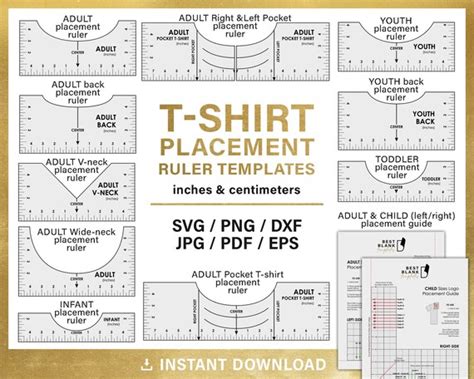 Big Bundle Tshirt Ruler Svg Embroidery Logo Placement Etsy