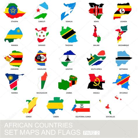 African Countries Set Maps And Flags — Stock Vector © Boldg 65680953