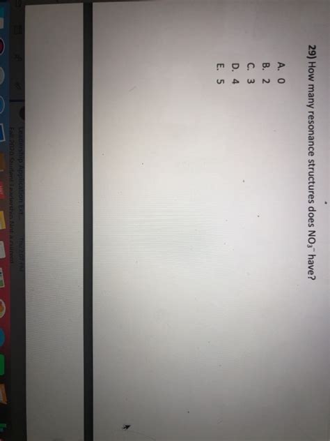 Solved 29) How many resonance structures does NO3- have? A. | Chegg.com