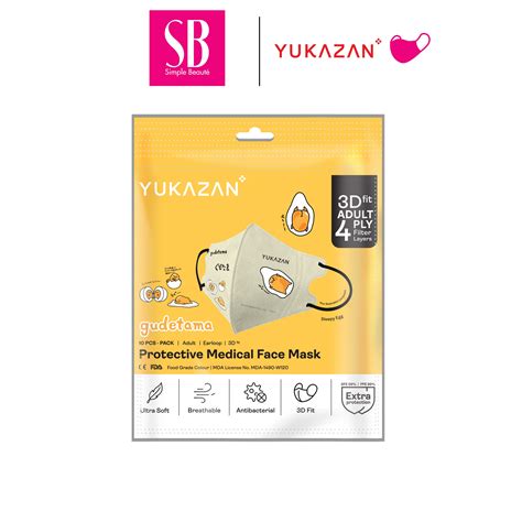 Yukazan 4 Ply 3D Fit Adult Protective Medical Face Mask Gudetama Sleepy