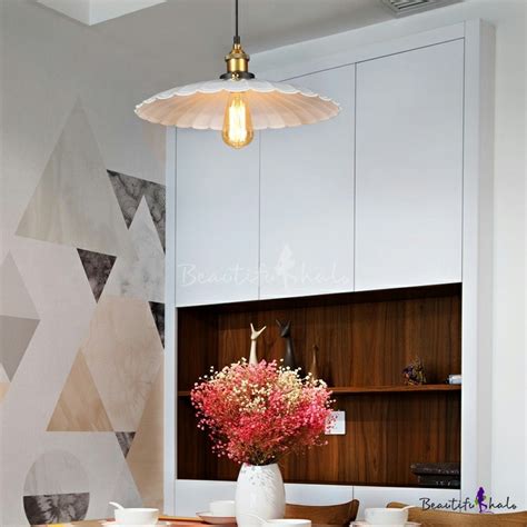 Scalloped Shade Single Pendant Light In Vintage Style For Dining Room