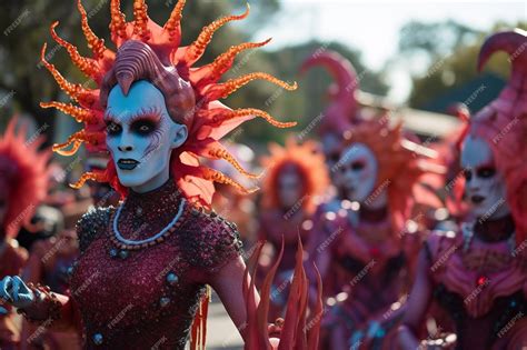 Premium AI Image | Halloween parade with floats dancers and performers ...