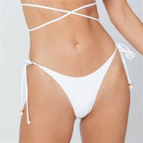 L Space Swim Lspace Studded Lennox String Bikini Bottom White