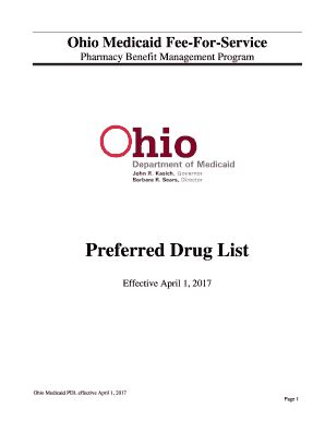 Fillable Online Preferred Drug List Pharmacy Medicaid Ohio Gov Fax