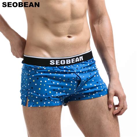 Seobean Brand Men Underwear Boxer Shorts Trunks Cotton Men Sleep Wear