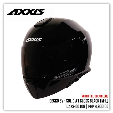 Axxis GECKO SV SOLID A1 Modular Helmet Gloss Black Medium Large