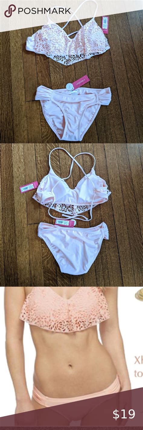 NWT Xhilaration Pink Floral Overlay Bikini Set Bikini Set Floral