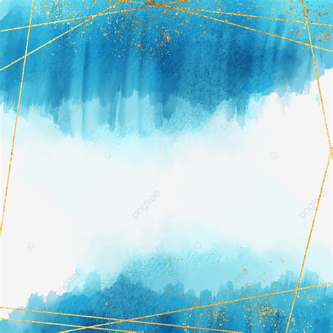 Fundo Azul Fundo Ouro Aquarela Caneta Escova Fronteira Png Dourado