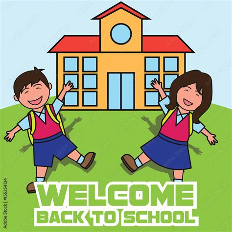 welcome back to school cartoon concept. vector illustration Stock ...