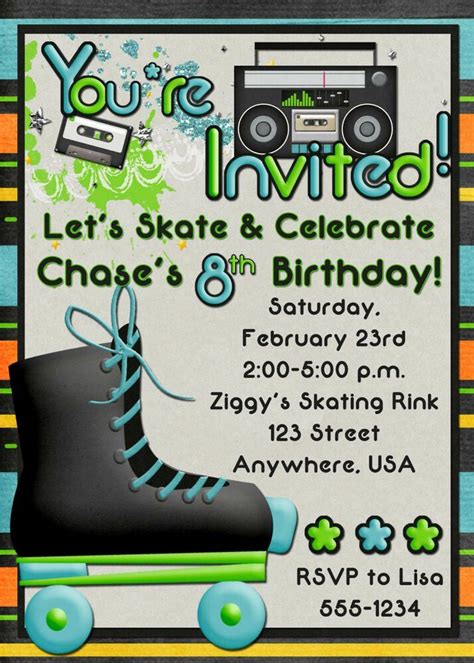 Roller Skating Party Invitation Template Elegant Roller Skating Birt