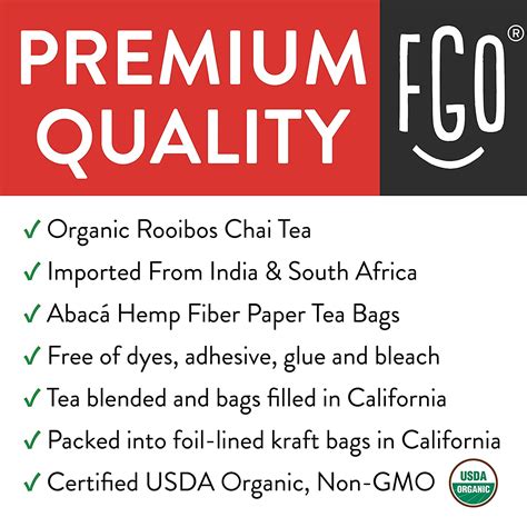 Fgo Organic Rooibos Chai Tea Bags 100 Tea Bags Eco Conscious Tea Bags