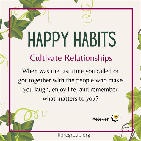 Happy Habit Eleven Cultivate Relationships