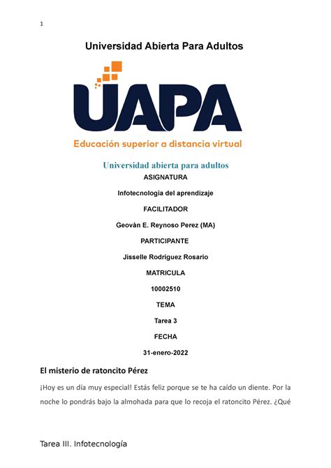 Tarea De Infotenolog A Del Aprendizaje Universidad Abierta Para