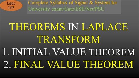 Introduction To Initial Value Final Value Theorem In Laplace