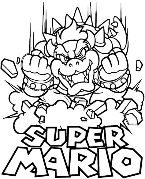 Mario Characters Coloring Pages Bowser