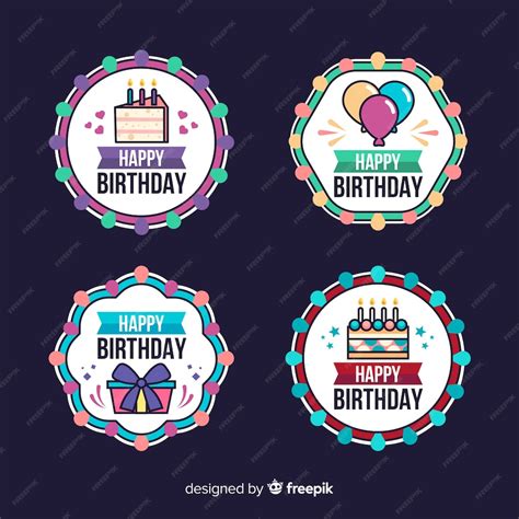 Free Vector | Birthday badge collection