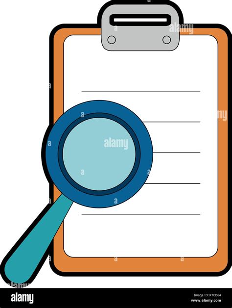 Checklist Clipboard With Magnifying Glass Vector Illustration Design Stock Vector Image And Art