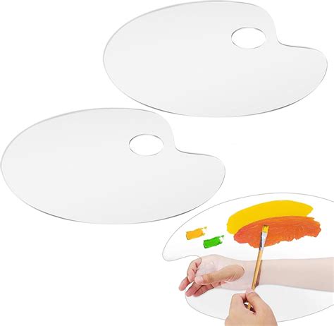 2 Pcs Clear Acrylic Paint Palette Mixing Oval Shaped Non Stick Oil