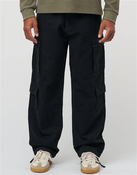 Baggy Double Pocket Cargo Pants In Black Baggy Cargo Pants Black