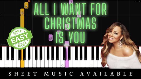 Mariah Carey All I Want For Christmas Is You Easy Piano Tutorial Youtube