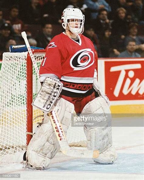 Arturs Irbe Of The Carolina Hurricanes Follows The Action During A