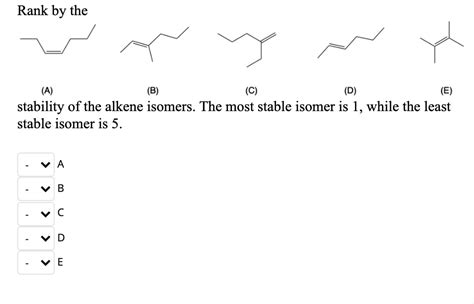 Solved Rank By The C D E Stability Of The Alkene Isomers The